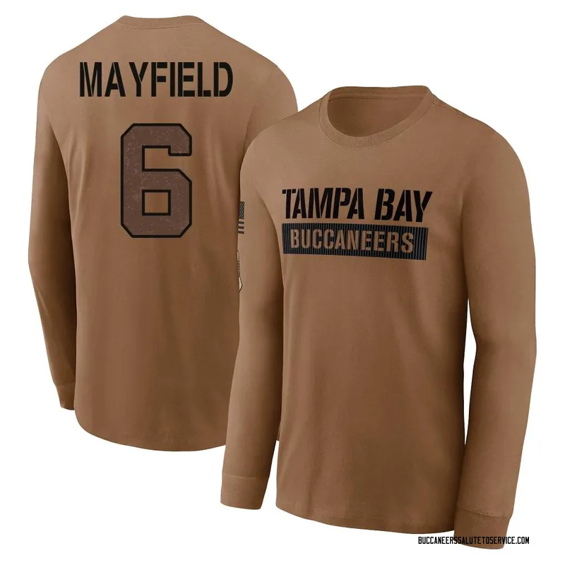 Men's Baker Mayfield Tampa Bay Buccaneers Brown 2023 Salute To Service Long Sleeve T-Shirt