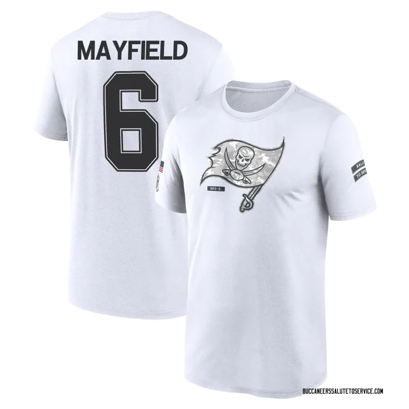 Men's Baker Mayfield Tampa Bay Buccaneers Legend White 2024 Salute to Service Performance T-Shirt
