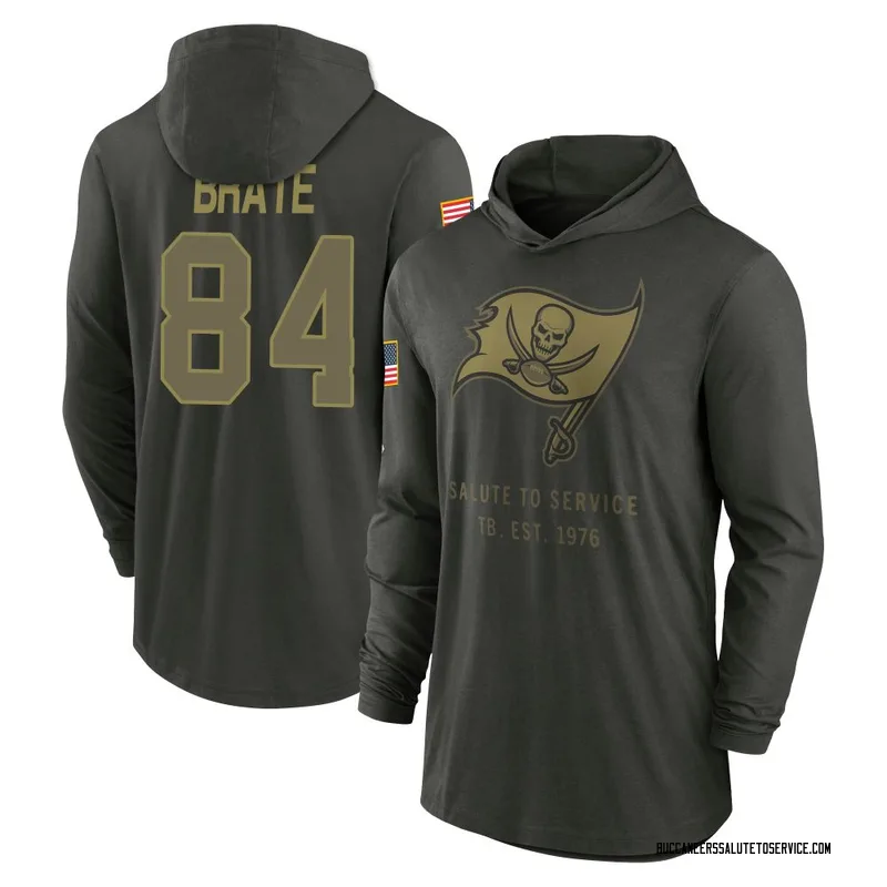 Men's Cameron Brate Tampa Bay Buccaneers Green Forest/ 2025 Salute to Service Sideline Lightweight Hooded Pullover Long Sleeve T
