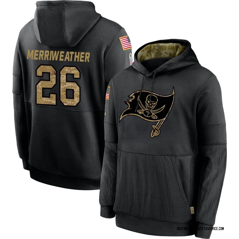 Men's Kaevon Merriweather Tampa Bay Buccaneers Black 2020 Salute to Service Sideline Performance Pullover Hoodie