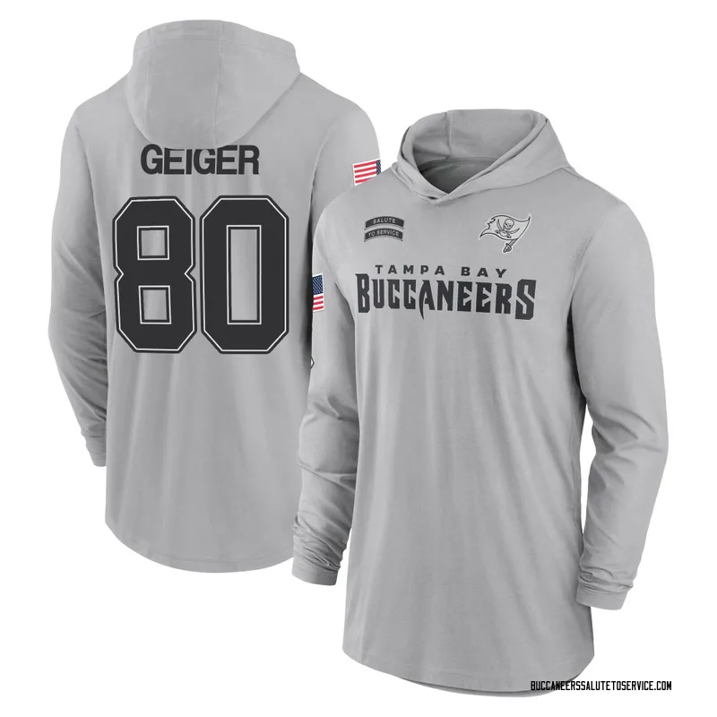 Men's Kaylon Geiger Tampa Bay Buccaneers Gray 2024 Salute to Service Lightweight Performance Long Sleeve Hooded T-Shirt