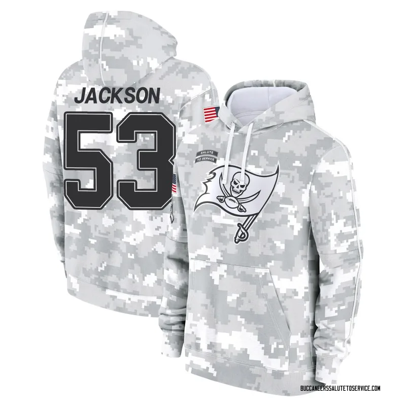 Men's Nick Jackson Tampa Bay Buccaneers Camo Arctic 2024 Salute to Service Club Fleece Pullover Hoodie