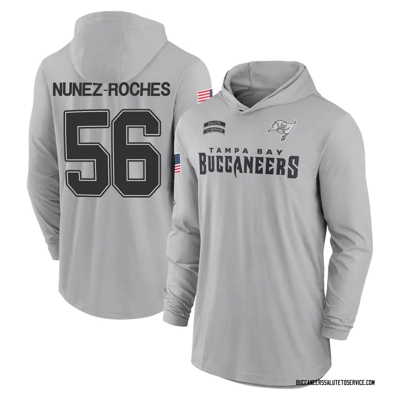 Men's Rakeem Nunez-Roches Tampa Bay Buccaneers Gray 2024 Salute to Service Lightweight Performance Long Sleeve Hooded T-Shirt
