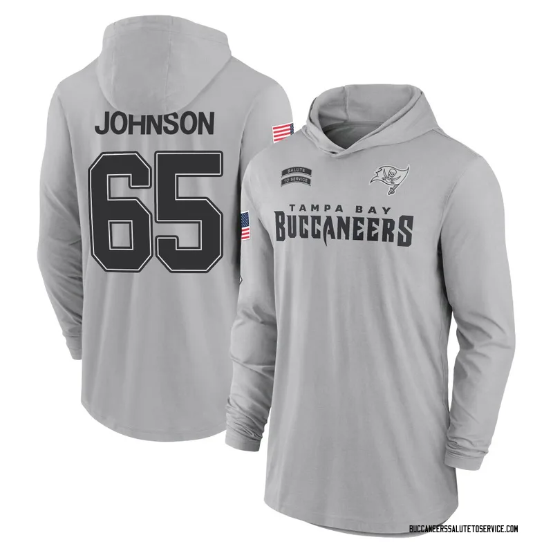Men's Ryan Johnson Tampa Bay Buccaneers Gray 2024 Salute to Service Lightweight Performance Long Sleeve Hooded T-Shirt