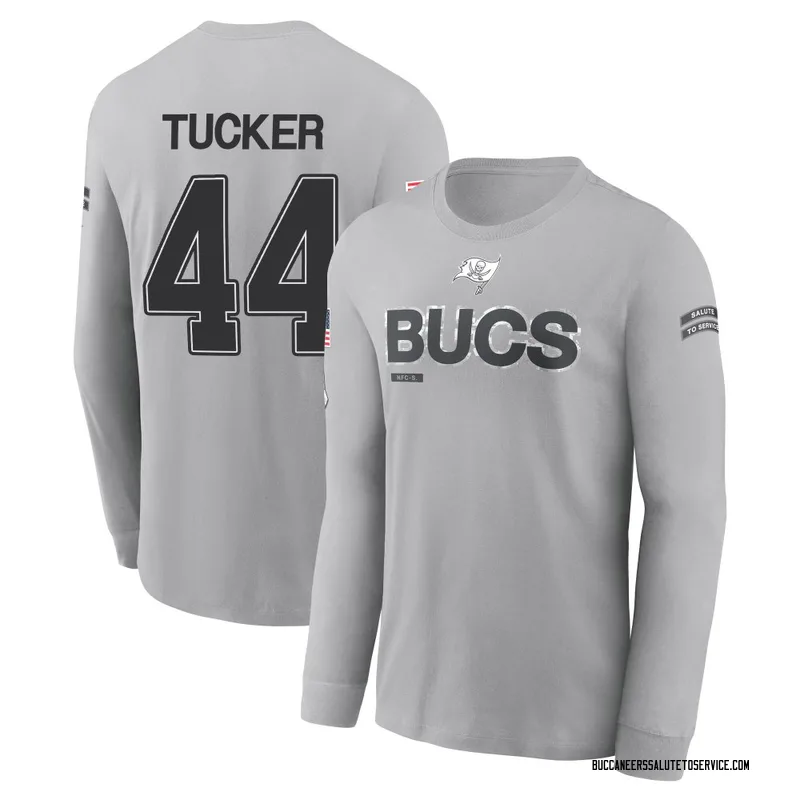 Men's Sean Tucker Tampa Bay Buccaneers Gray 2024 Salute to Service Long Sleeve T-Shirt