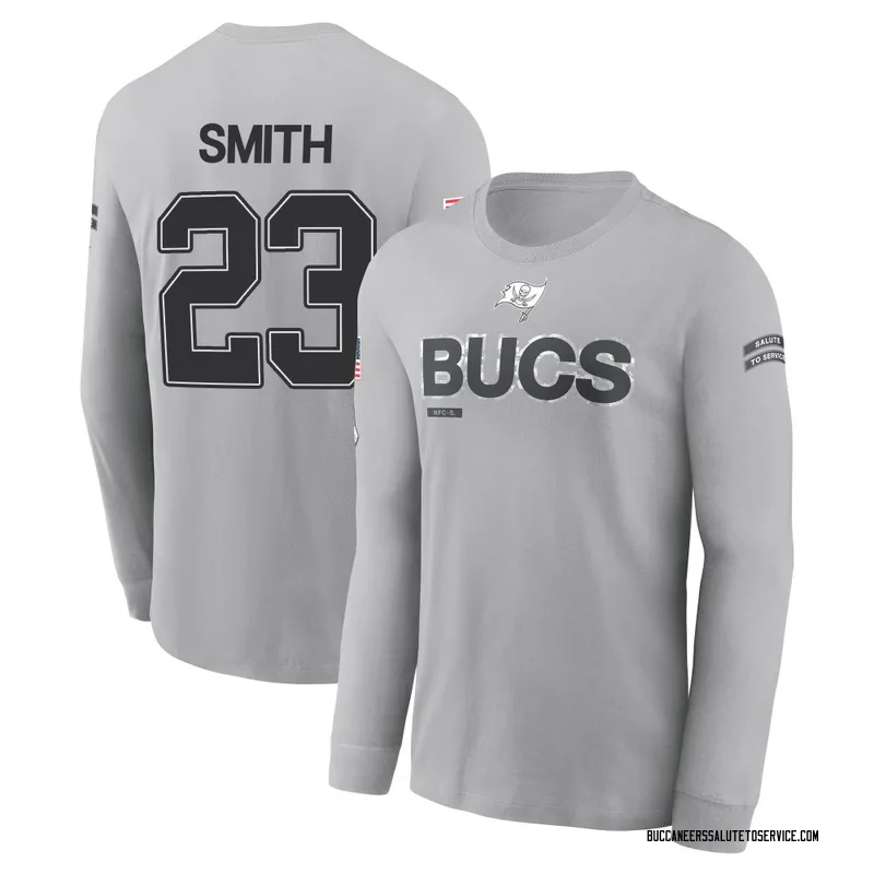 Men's Tykee Smith Tampa Bay Buccaneers Gray 2024 Salute to Service Long Sleeve T-Shirt