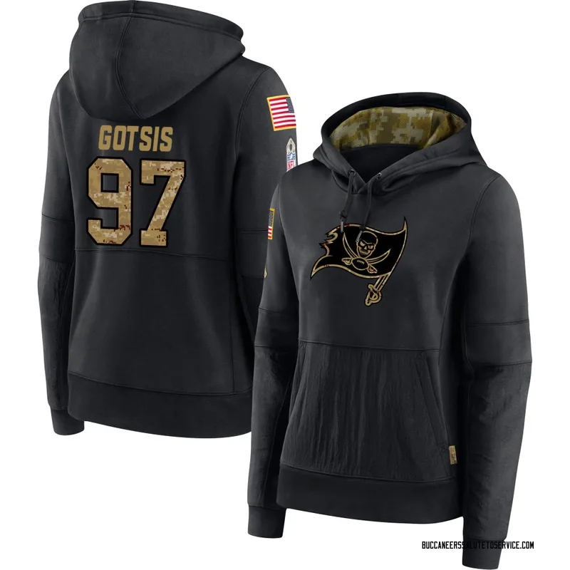 Women's Adam Gotsis Tampa Bay Buccaneers Black 2020 Salute to Service Sideline Performance Pullover Hoodie