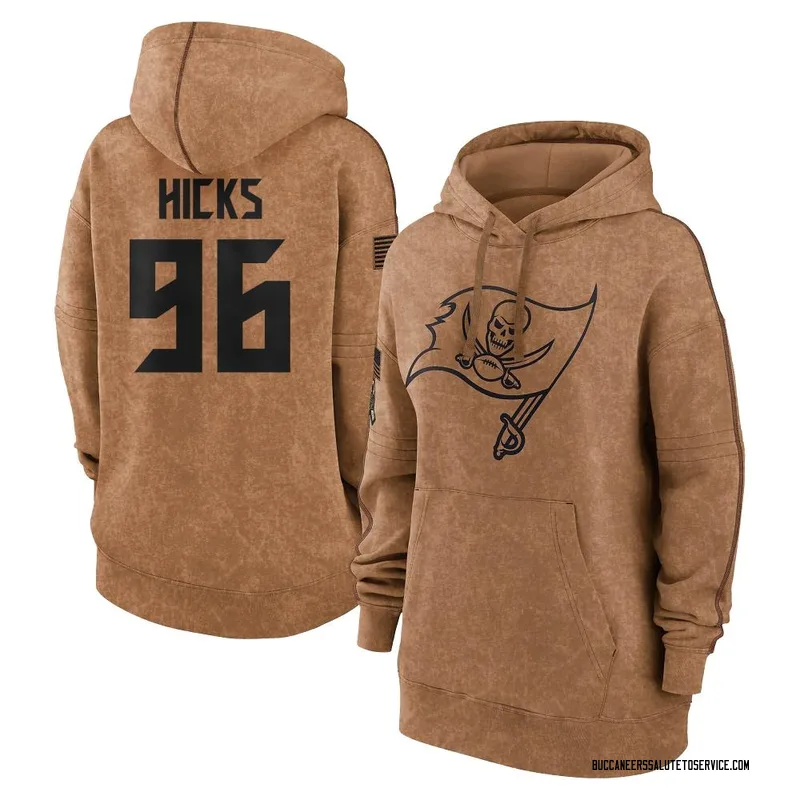 Women's Akiem Hicks Tampa Bay Buccaneers Brown 2023 Salute To Service Pullover Hoodie