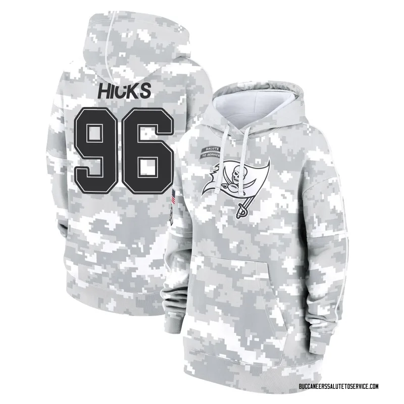 Women's Akiem Hicks Tampa Bay Buccaneers Camo Arctic 2024 Salute to Service Club Fleece Pullover Hoodie