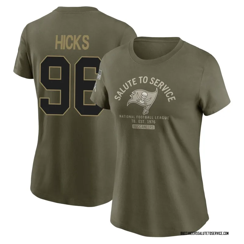 Women's Akiem Hicks Tampa Bay Buccaneers Olive 2025 Salute to Service Sideline T-Shirt