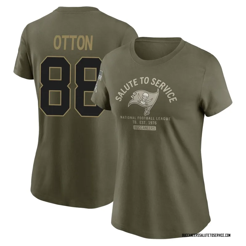 Women's Cade Otton Tampa Bay Buccaneers Olive 2025 Salute to Service Sideline T-Shirt