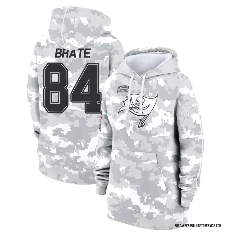 Women's Cameron Brate Tampa Bay Buccaneers Camo Arctic 2024 Salute to Service Club Fleece Pullover Hoodie