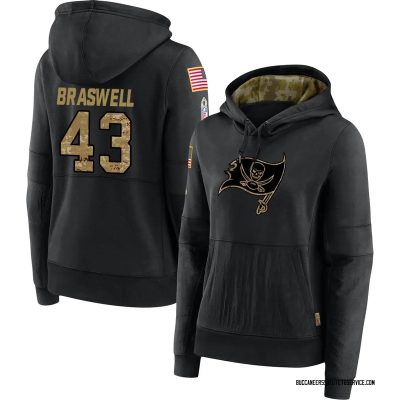 Women's Chris Braswell Tampa Bay Buccaneers Black 2020 Salute to Service Sideline Performance Pullover Hoodie