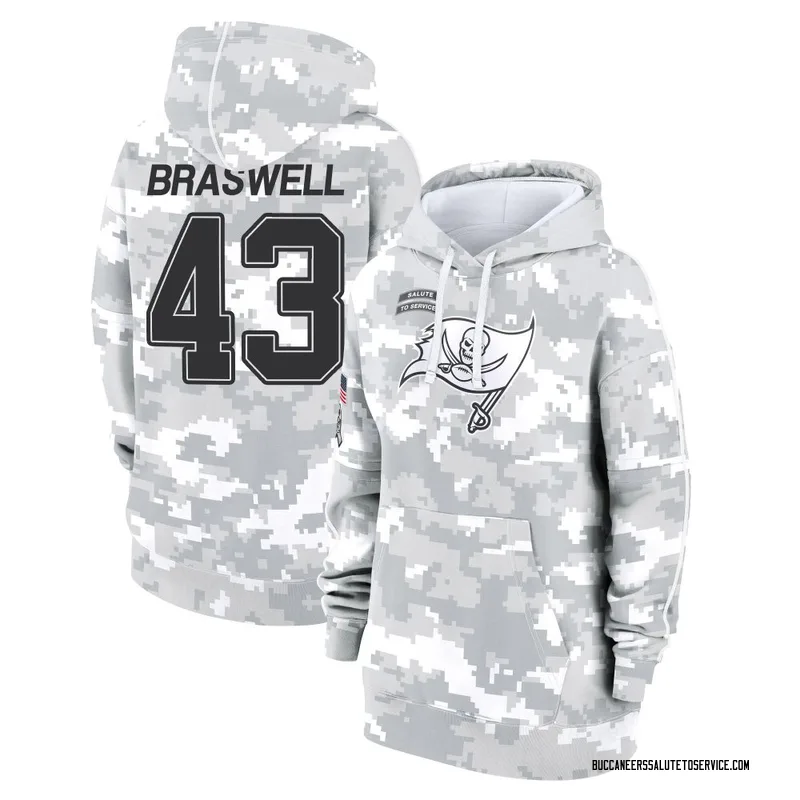 Women's Chris Braswell Tampa Bay Buccaneers Camo Arctic 2024 Salute to Service Club Fleece Pullover Hoodie