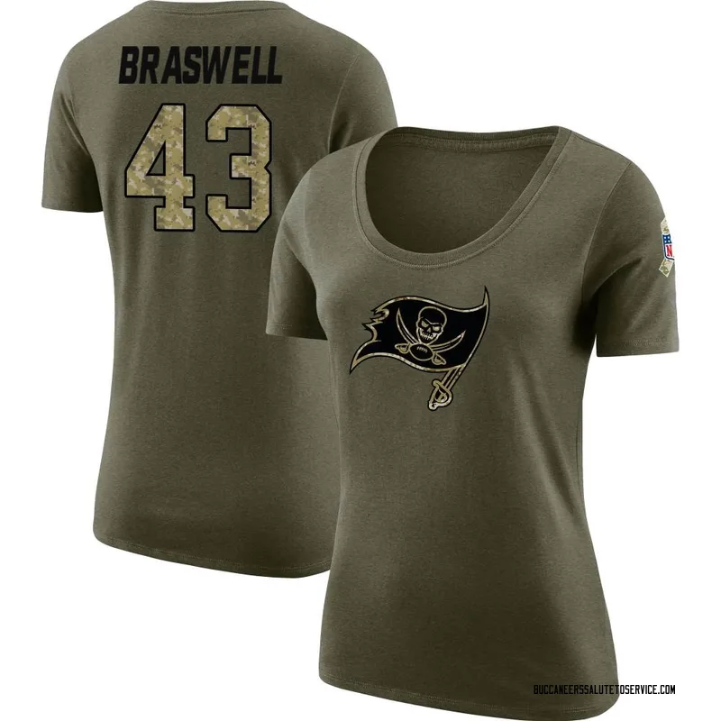 Women's Chris Braswell Tampa Bay Buccaneers Legend Olive Salute to Service Scoop Neck T-Shirt
