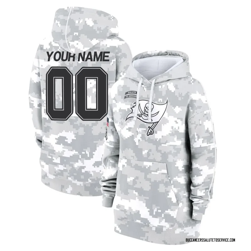 Women's Custom Tampa Bay Buccaneers Camo Arctic 2024 Salute to Service Club Fleece Pullover Hoodie