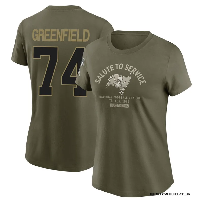 Women's Garret Greenfield Tampa Bay Buccaneers Olive 2025 Salute to Service Sideline T-Shirt