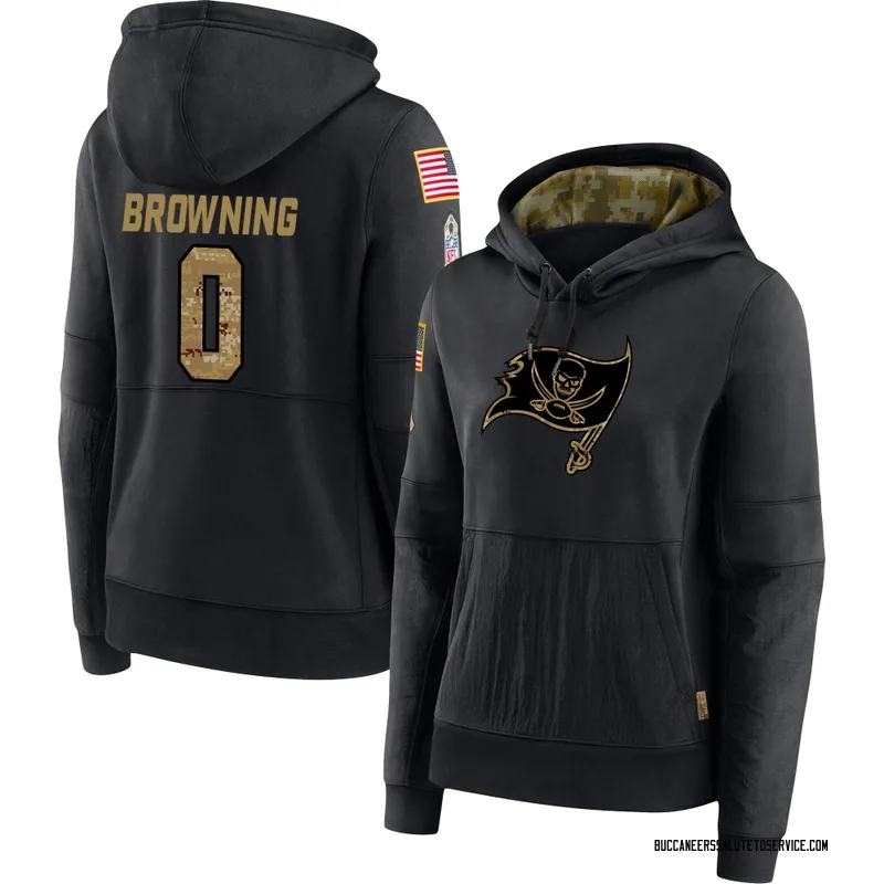 Women's Jake Browning Tampa Bay Buccaneers Black 2020 Salute to Service Sideline Performance Pullover Hoodie
