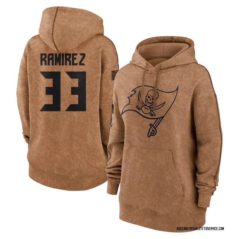 Women's Jose Ramirez Tampa Bay Buccaneers Brown 2023 Salute To Service Pullover Hoodie