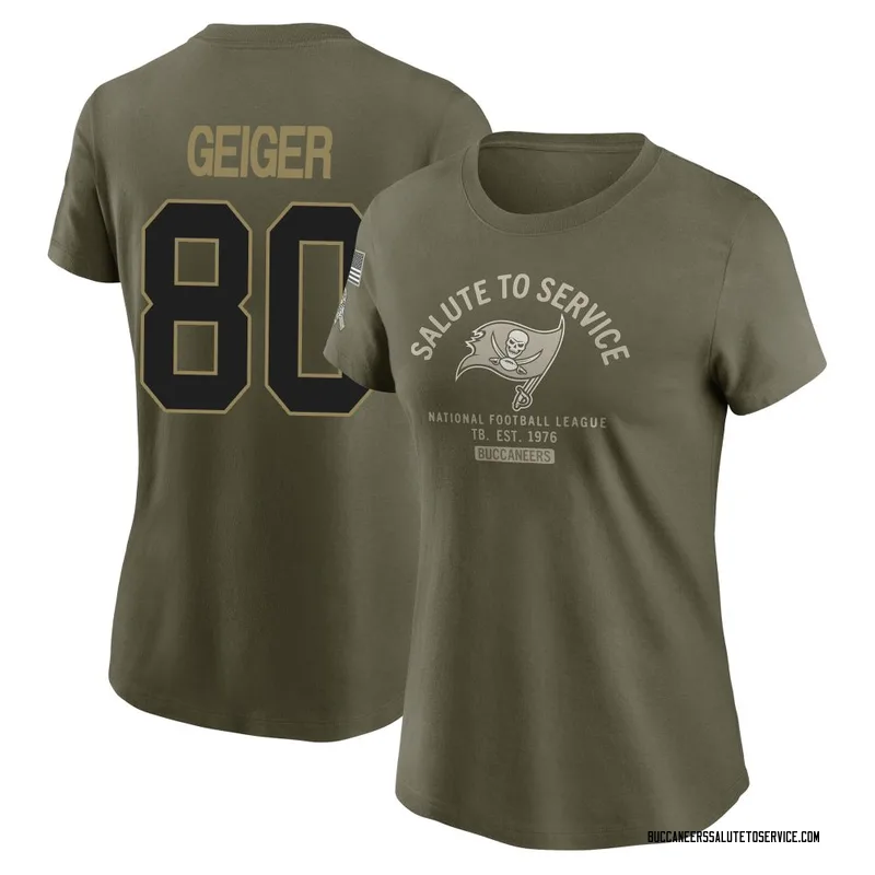 Women's Kaylon Geiger Tampa Bay Buccaneers Olive 2025 Salute to Service Sideline T-Shirt