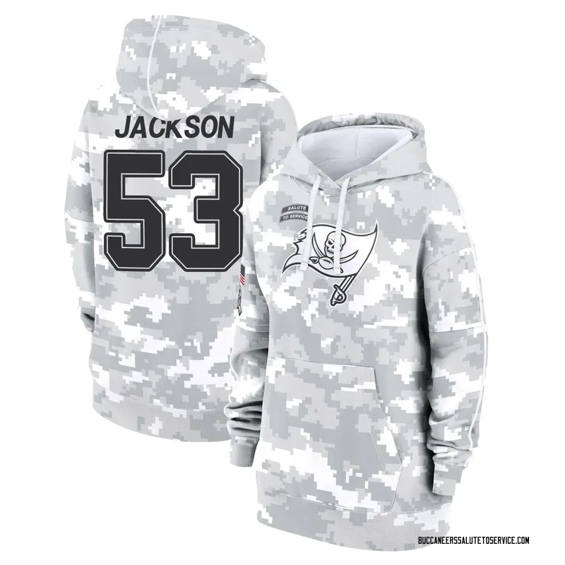 Women's Nick Jackson Tampa Bay Buccaneers Camo Arctic 2024 Salute to Service Club Fleece Pullover Hoodie