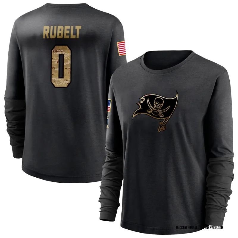 Women's Paul Rubelt Tampa Bay Buccaneers Black 2020 Salute To Service Sideline Performance Long Sleeve T-Shirt