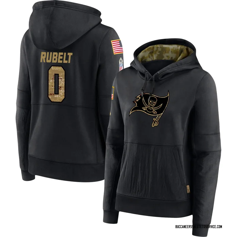 Women's Paul Rubelt Tampa Bay Buccaneers Black 2020 Salute to Service Sideline Performance Pullover Hoodie