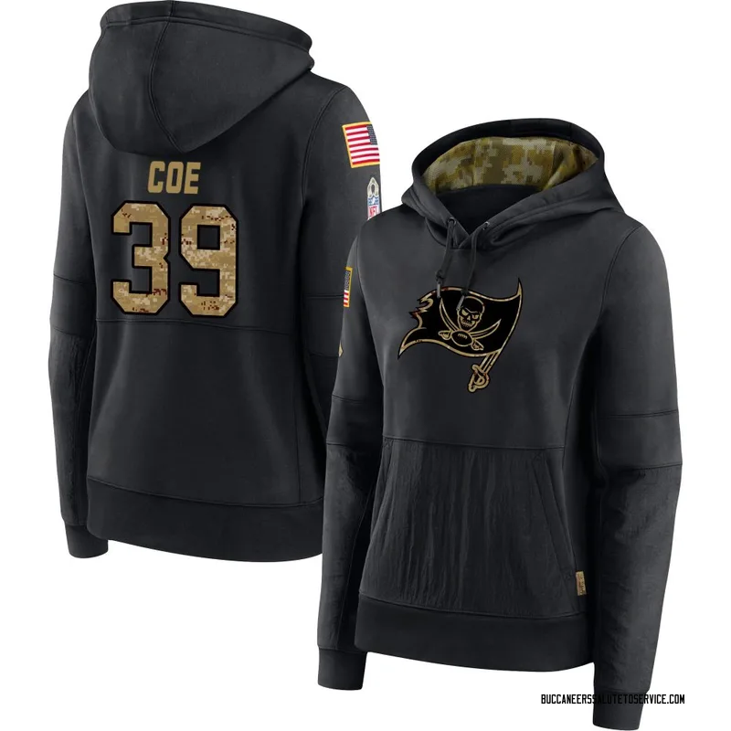 Women's Ryan Coe Tampa Bay Buccaneers Black 2020 Salute to Service Sideline Performance Pullover Hoodie