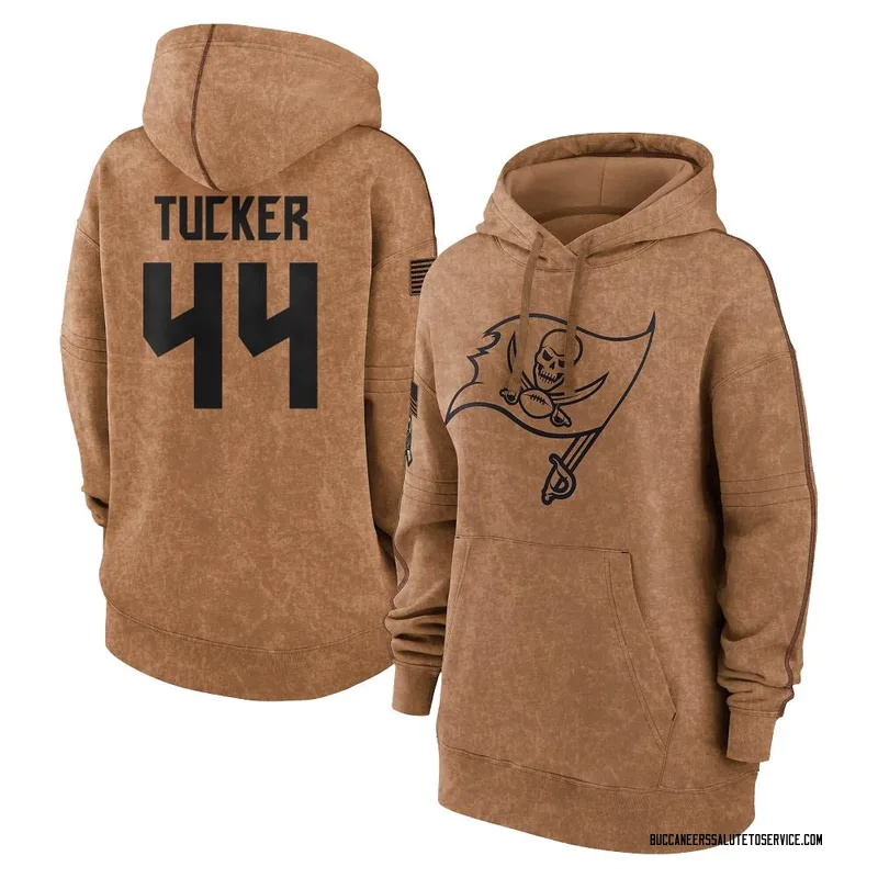 Women's Sean Tucker Tampa Bay Buccaneers Brown 2023 Salute To Service Pullover Hoodie