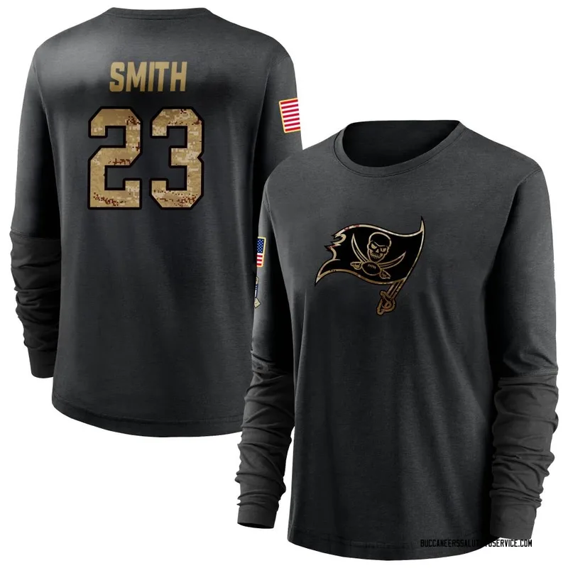 Women's Tykee Smith Tampa Bay Buccaneers Black 2020 Salute To Service Sideline Performance Long Sleeve T-Shirt