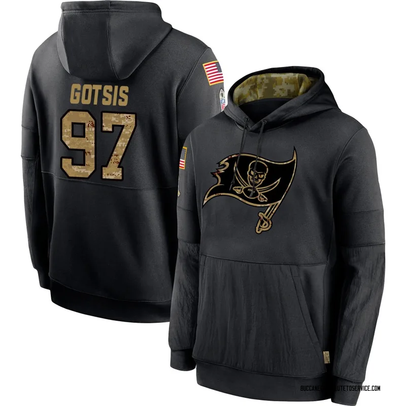 Youth Adam Gotsis Tampa Bay Buccaneers Black 2020 Salute to Service Sideline Performance Pullover Hoodie