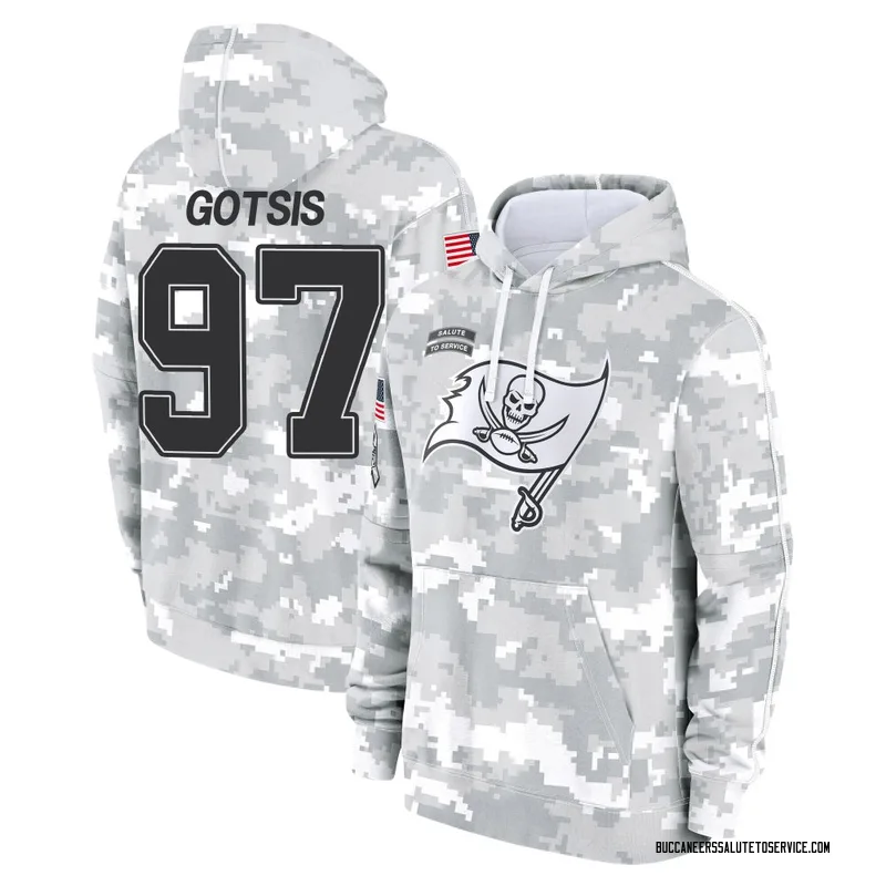 Youth Adam Gotsis Tampa Bay Buccaneers Camo Arctic 2024 Salute to Service Club Fleece Pullover Hoodie