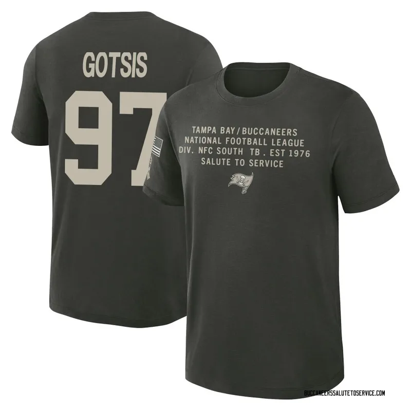 Youth Adam Gotsis Tampa Bay Buccaneers Green Dark/ 2025 Salute to Service Sideline Slub T-Shirt