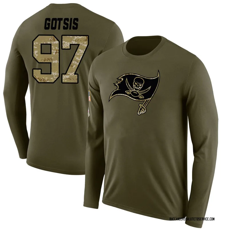 Youth Adam Gotsis Tampa Bay Buccaneers Legend Olive Salute to Service Sideline Long Sleeve T-Shirt
