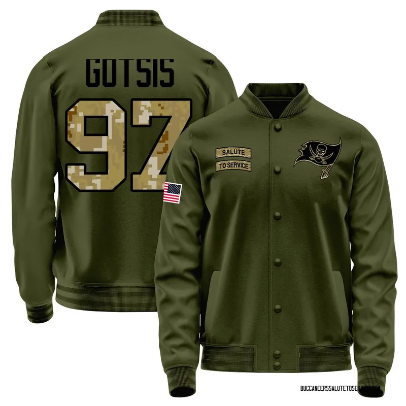 Youth Adam Gotsis Tampa Bay Buccaneers Olive Salute to Service Sideline Performance Jacket