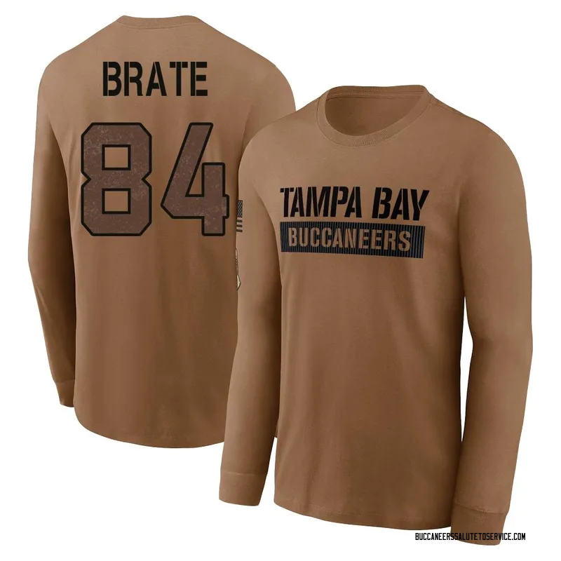 Youth Cameron Brate Tampa Bay Buccaneers Brown 2023 Salute To Service Long Sleeve T-Shirt