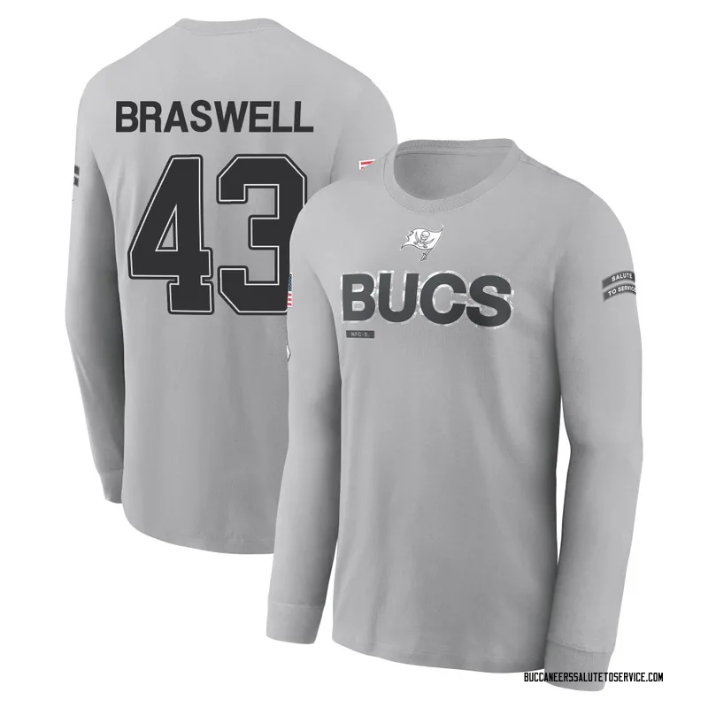 Youth Chris Braswell Tampa Bay Buccaneers Gray 2024 Salute to Service Long Sleeve T-Shirt