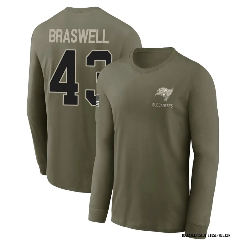Youth Chris Braswell Tampa Bay Buccaneers Olive 2025 Salute to Service Sideline Long Sleeve T-Shirt