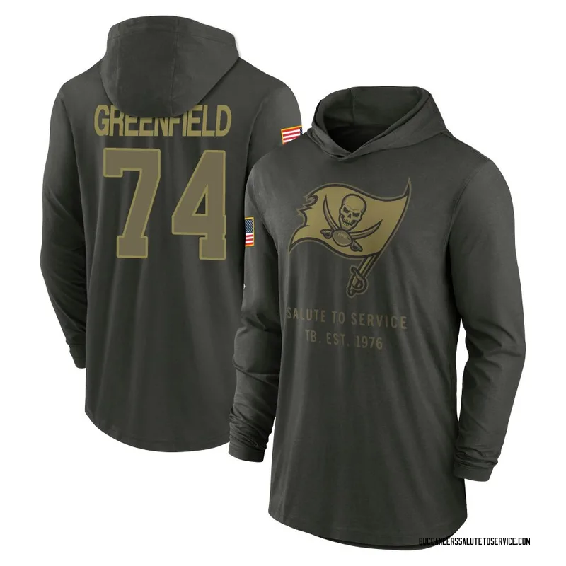 Youth Garret Greenfield Tampa Bay Buccaneers Green Forest/ 2025 Salute to Service Sideline Lightweight Hooded Pullover Long Slee