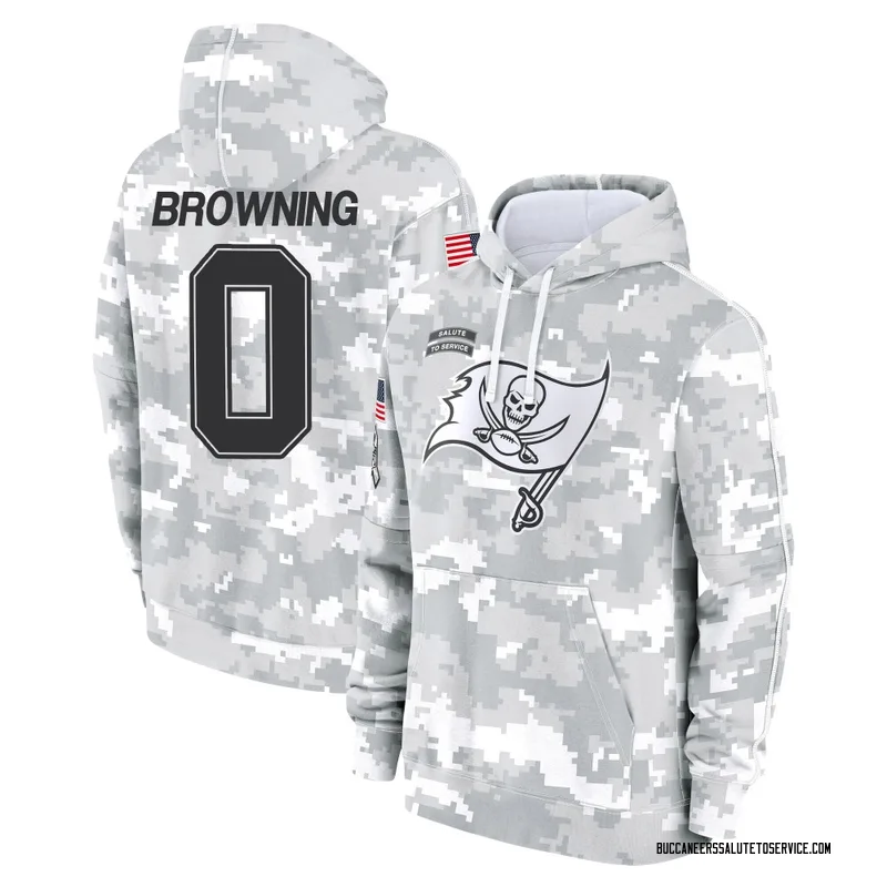 Youth Jake Browning Tampa Bay Buccaneers Camo Arctic 2024 Salute to Service Club Fleece Pullover Hoodie