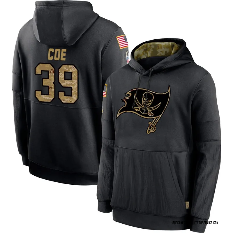 Youth Ryan Coe Tampa Bay Buccaneers Black 2020 Salute to Service Sideline Performance Pullover Hoodie