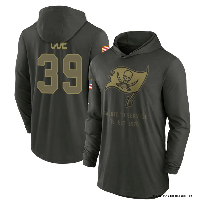 Youth Ryan Coe Tampa Bay Buccaneers Green Forest/ 2025 Salute to Service Sideline Lightweight Hooded Pullover Long Sleeve T-Shir