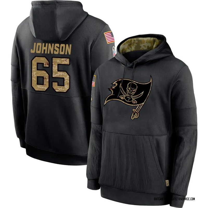 Youth Ryan Johnson Tampa Bay Buccaneers Black 2020 Salute to Service Sideline Performance Pullover Hoodie