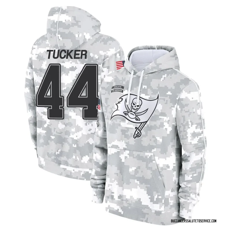 Youth Sean Tucker Tampa Bay Buccaneers Camo Arctic 2024 Salute to Service Club Fleece Pullover Hoodie
