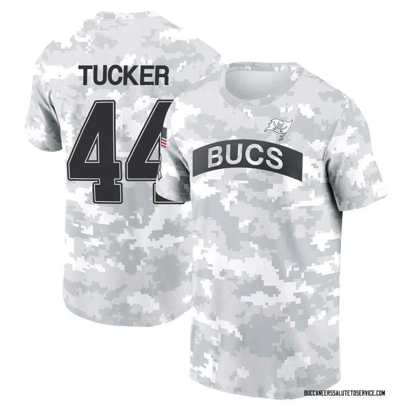 Youth Sean Tucker Tampa Bay Buccaneers Camo Arctic 2024 Salute to Service Performance T-Shirt