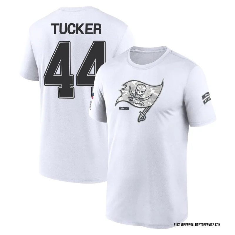 Youth Sean Tucker Tampa Bay Buccaneers Legend White 2024 Salute to Service Performance T-Shirt