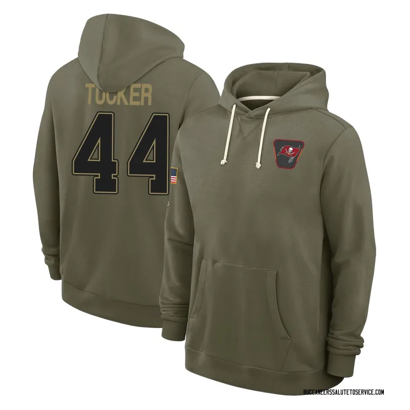 Youth Sean Tucker Tampa Bay Buccaneers Olive 2025 Salute to Service Hoodie