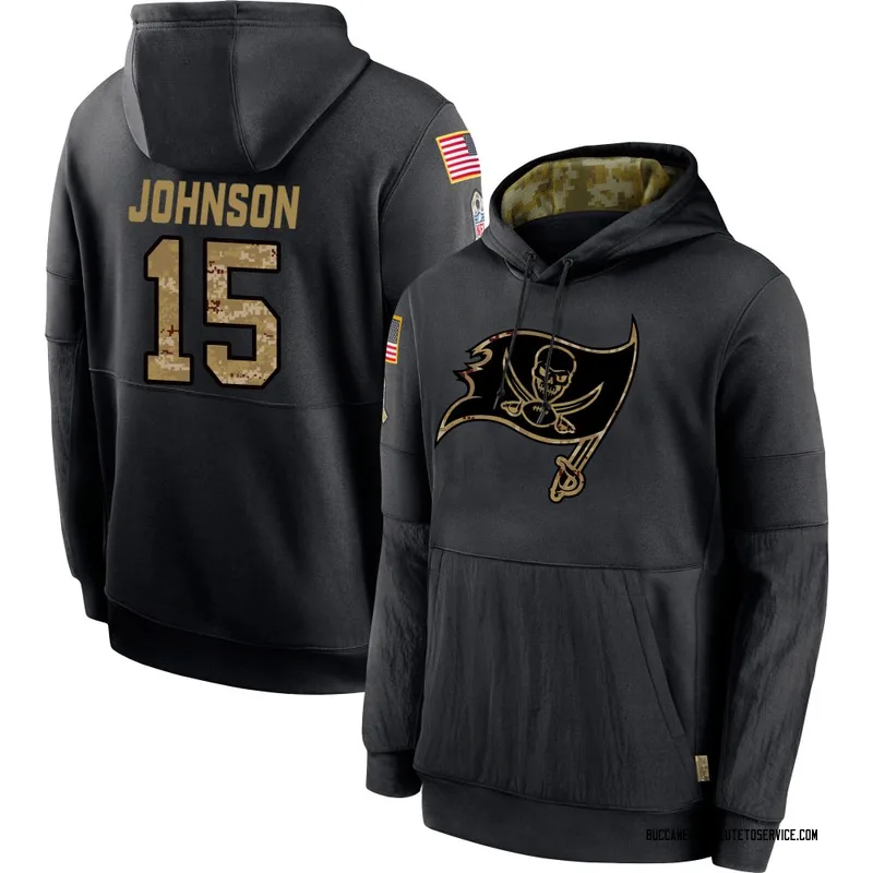 Youth Tez Johnson Tampa Bay Buccaneers Black 2020 Salute to Service Sideline Performance Pullover Hoodie