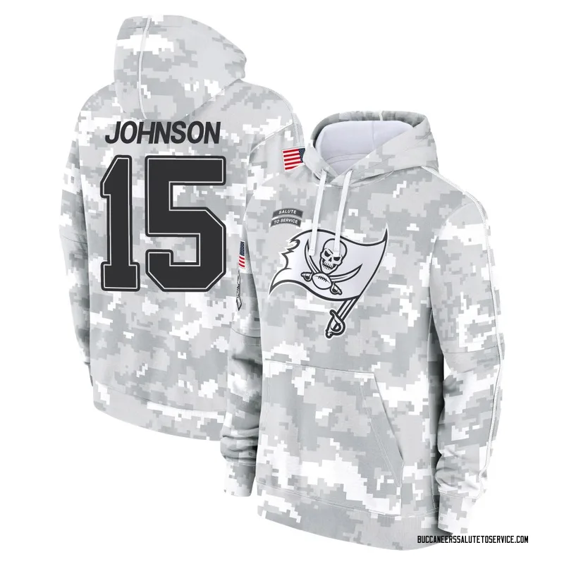 Youth Tez Johnson Tampa Bay Buccaneers Camo Arctic 2024 Salute to Service Club Fleece Pullover Hoodie