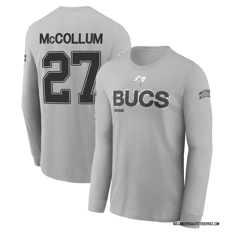 Youth Zyon McCollum Tampa Bay Buccaneers Gray 2024 Salute to Service Long Sleeve T-Shirt